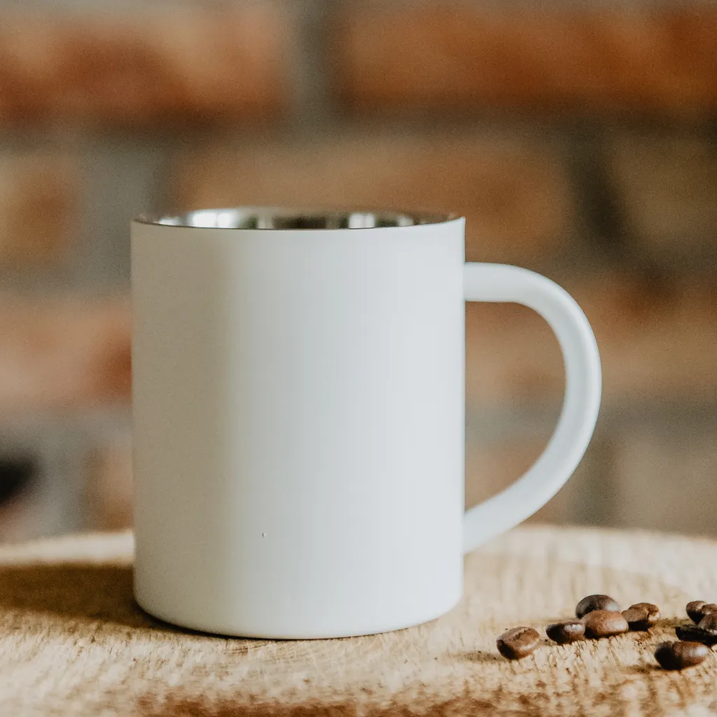 Kubek metalowy biały- własny projekt